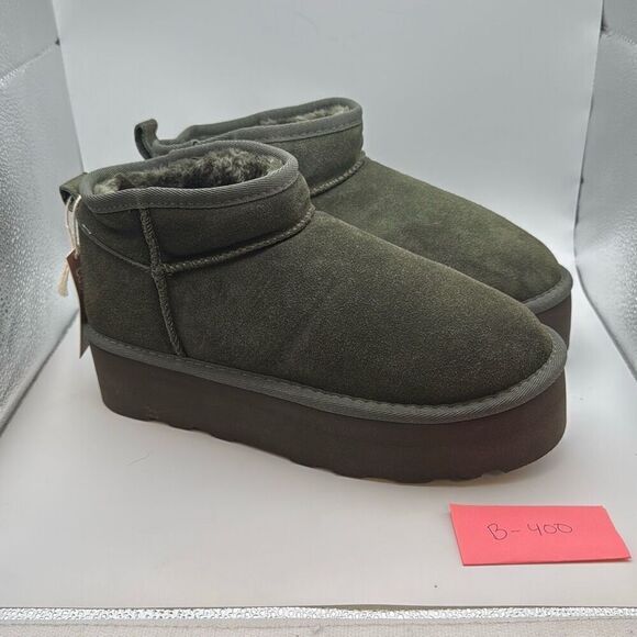 CUSHIONAIRE Hippy Women’s Platform Ankle Boots  SIZE 9 OLIVE - Picture 1 of 7